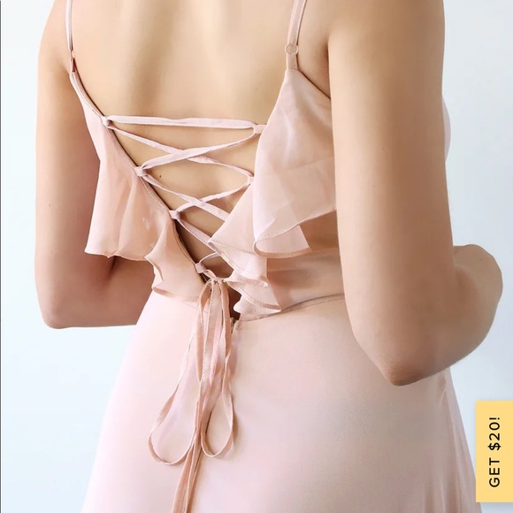 ✨NWT LULU’S BEAUTY BLUSH RUFFLED LACE MAXI DRESS - Picture 4 of 4